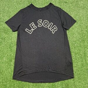 Whistles T Shirt Women's Size S Black Short Sleeve Le Soir Graphic Tee Stretch